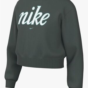 Nike Girls Forest Green Cropped Sweatshirt
